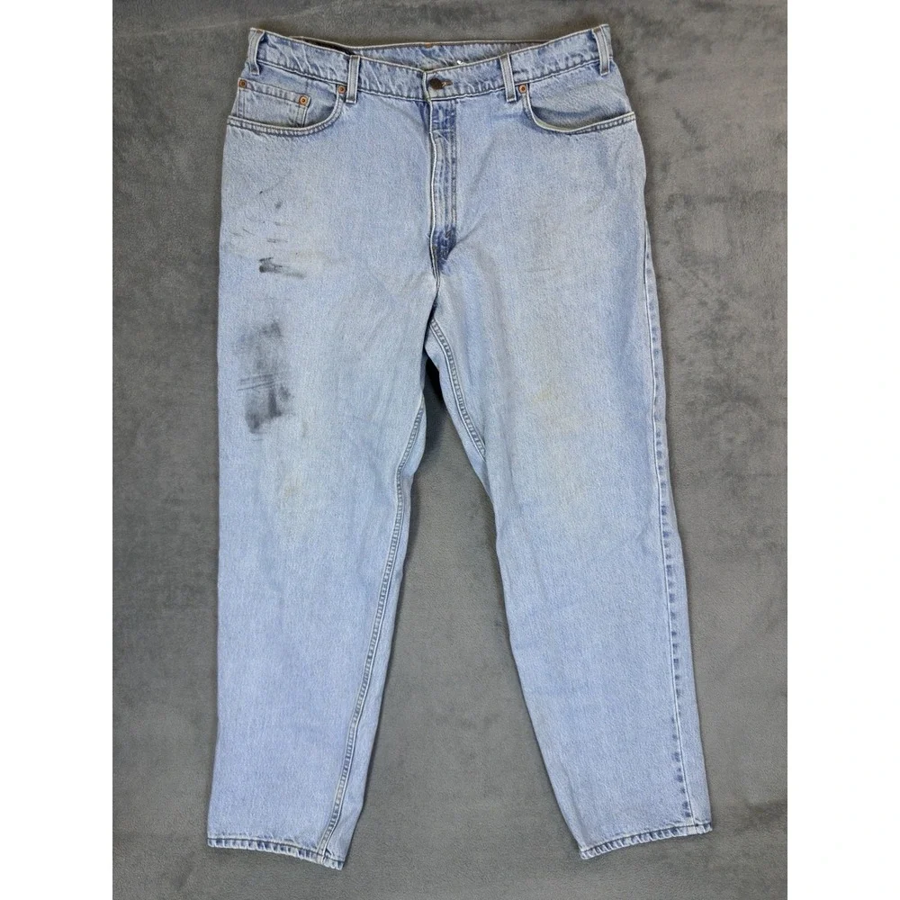 Vintage Levis Jeans Mens 38x34 Blue Light Wash 570 Taper Baggy Made‎ In USA 90s
